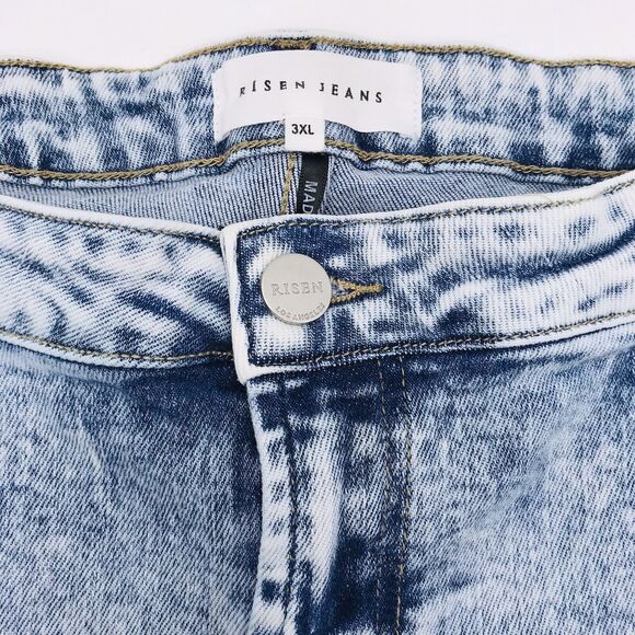 Risen Jeans Women's (3XL) Blue High Rise Frayed Hem Ankle Distressed Denim 40x27 - Picture 2 of 8